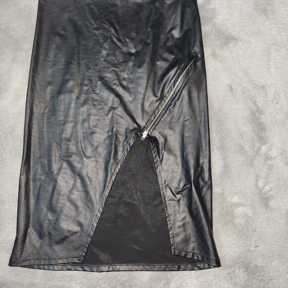 NWT Leopard Print Faux Leather Asymmetrical Dress Size M - Picture 8 of 9